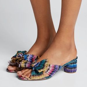 LOEFFLER RANDALL Emilia Pleated Knot Bow Sandal in Rainbow sz 9. Great condition